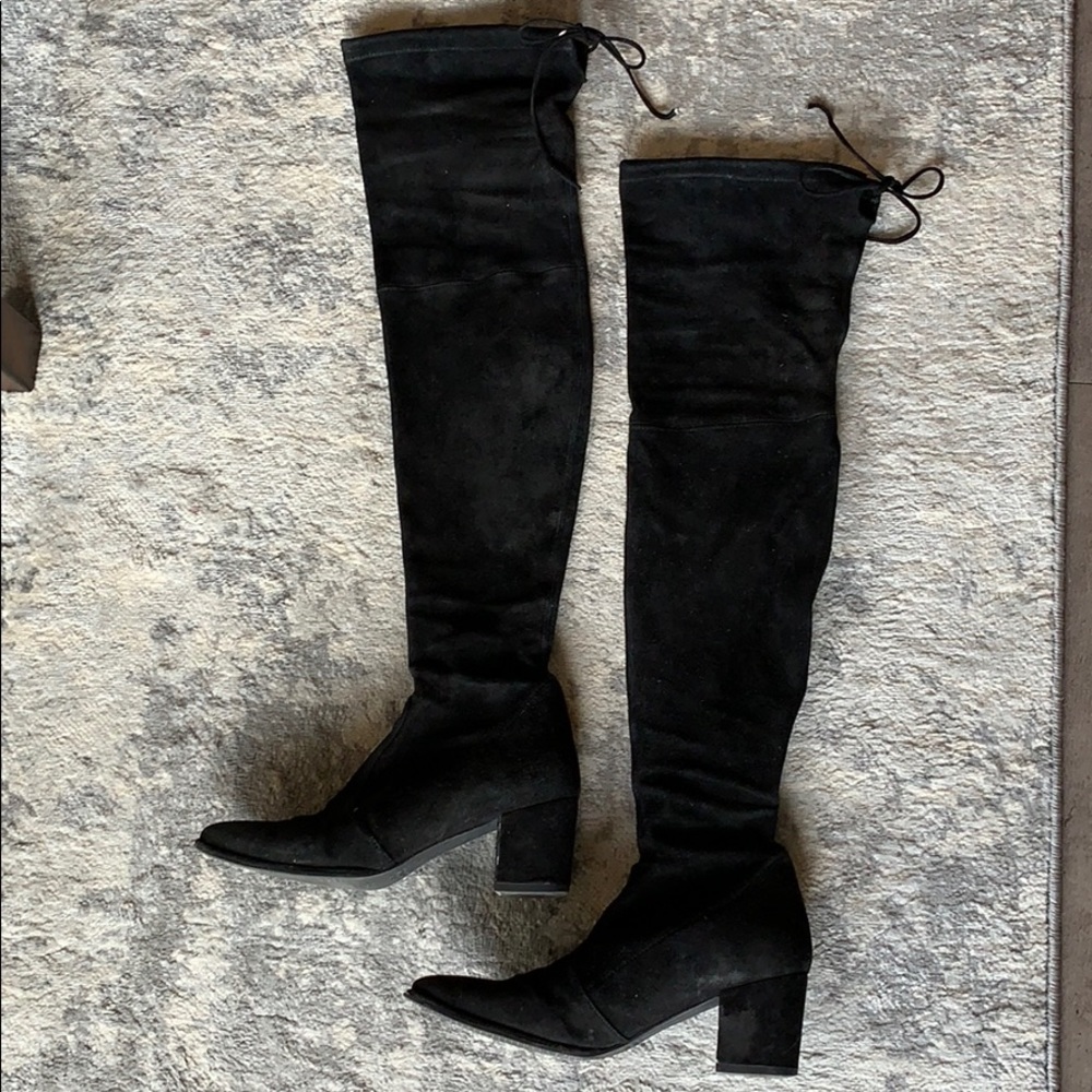 Stuart Weitzman Black Suede Over-the-Knee Boots